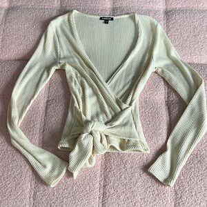 Express Ivory Ribbed Knit Sweater - XS